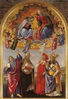Coronation of the Virgin with the Saints John the Evangelist Augustine Jerome and Eligius Coronation of the Virgin with the Saints John the Evangelist Augustine Jerome and Eligius