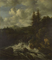 A Landscape with a Waterfall and a Castle on a Hill A Landscape with a Waterfall and a Castle on a Hill