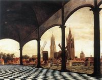 View of Delft with a Fantasy Loggia