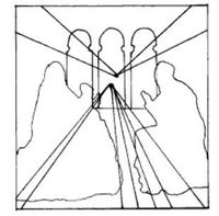 Drawing showing perspective Madonna and Chancellor Rolin