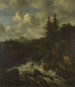 A Landscape with a Waterfall and a Castle on a Hill
