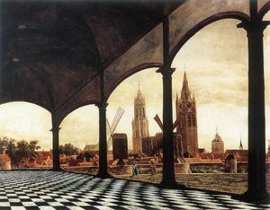 View of Delft with a Fantasy Loggia View of Delft with a Fantasy Loggia