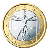 1 euro coin Vitruvian Man