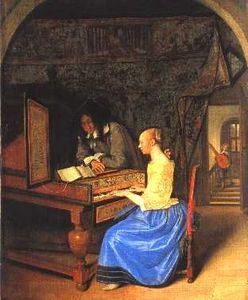 A Young Woman Playing a Harpsichord A Young Woman Playing a Harpsichord
