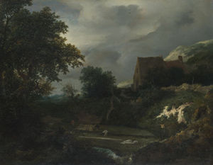 A Bleaching Ground in a Hollow by a Cottage